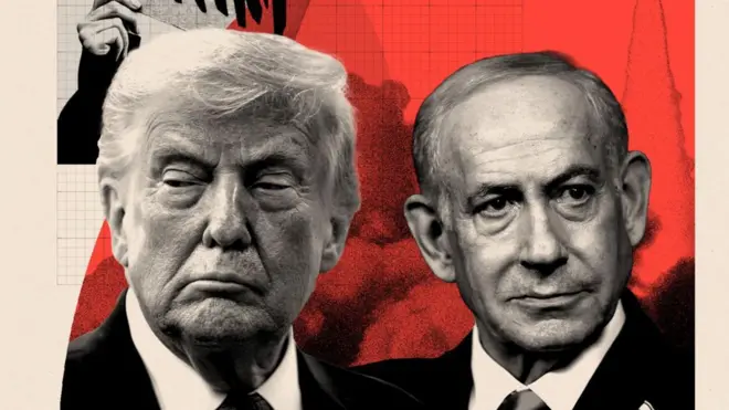 El presidente de Estados Unidos, Donald Trump, y el primer ministro de Israel, Benjamin Netanyahu en una imagen montada.